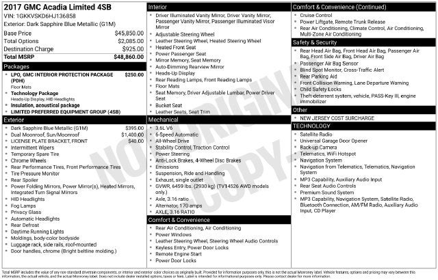 2017 GMC Acadia Limited Limited