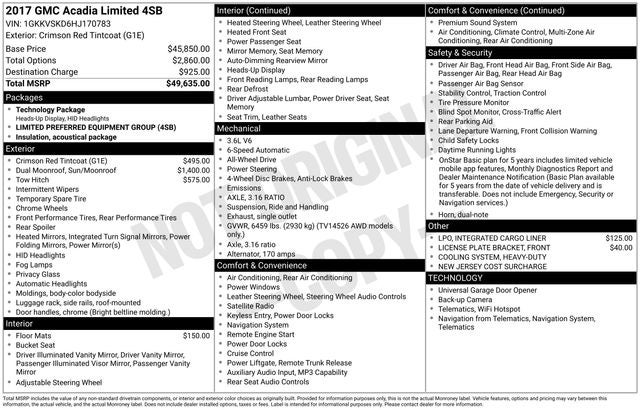 2017 GMC Acadia Limited Limited