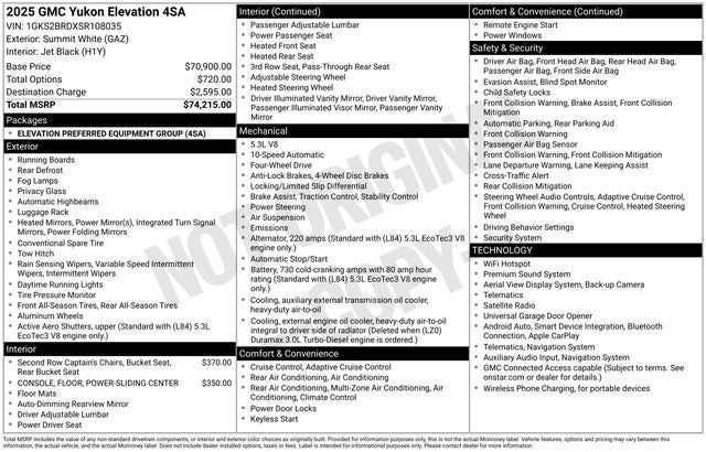 2025 GMC Yukon Elevation