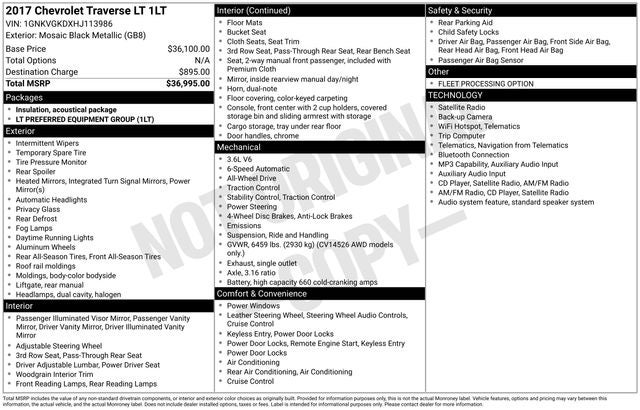 2017 Chevrolet Traverse LT 1LT