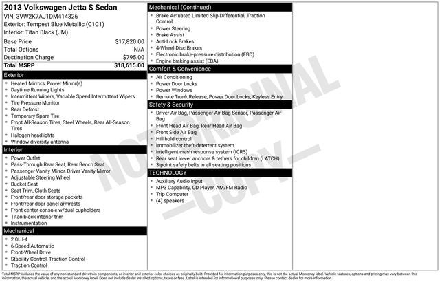 2013 Volkswagen Jetta 2.0L S