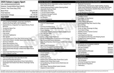2025 Subaru Legacy Sport
