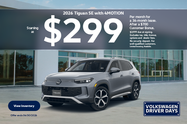 Tiguan $299/36 after $700CB